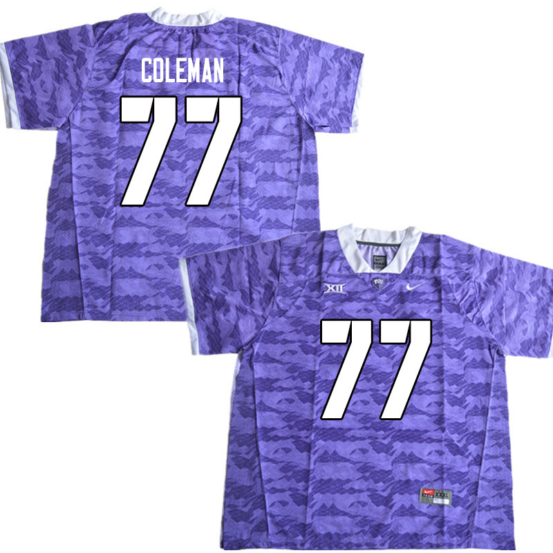 Men #77 Brandon Coleman TCU Horned Frogs College Football Jerseys Sale-Limited Purple - Click Image to Close